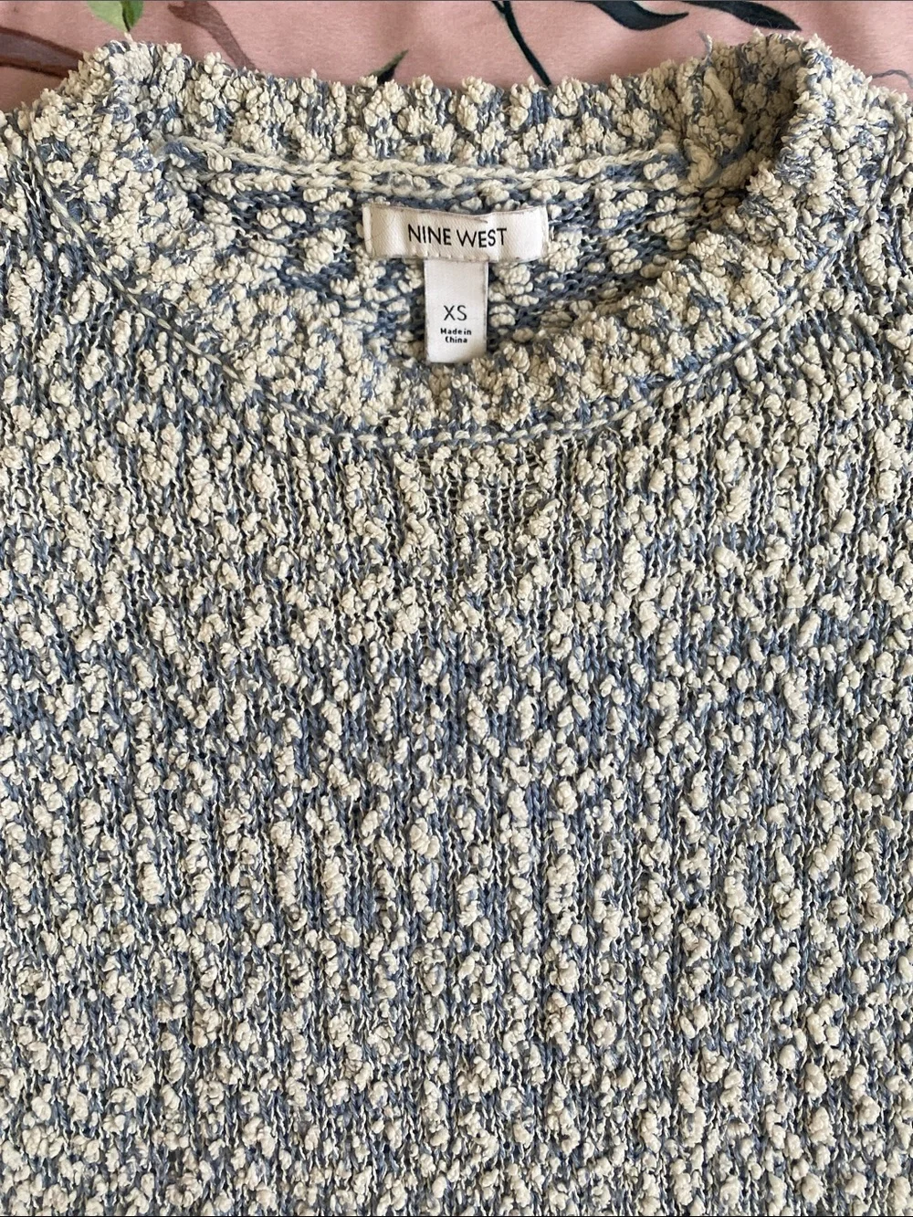 Light Blue Textured Crewneck Sweater